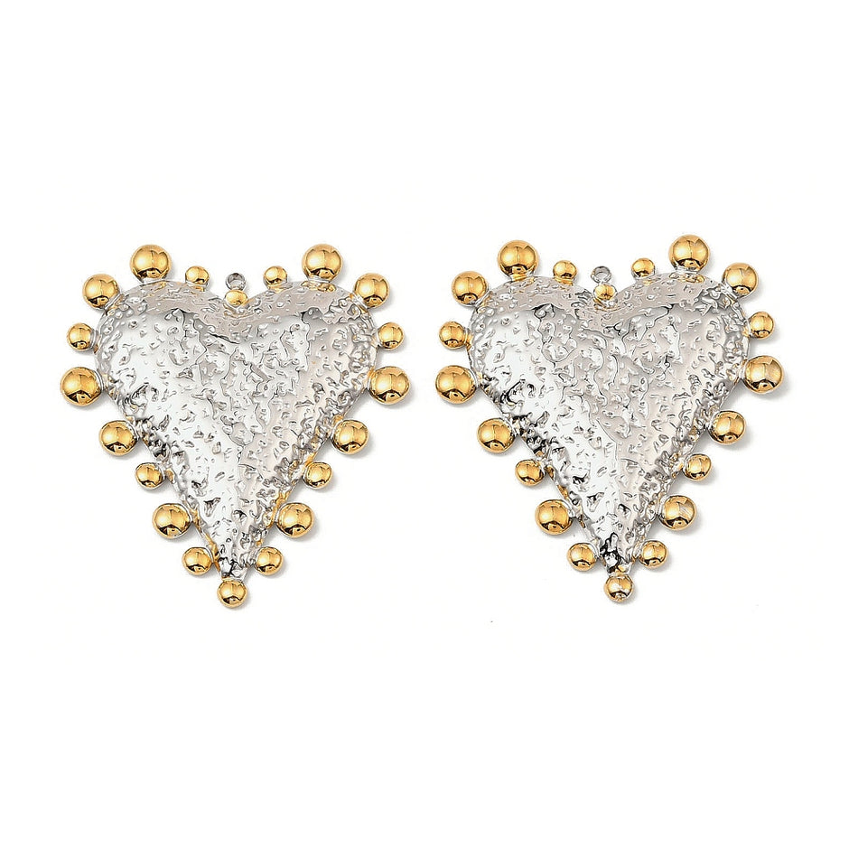 Stainless Steel Heart Pendant, 44mm, 1pc