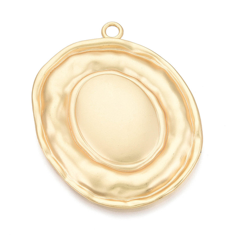Gold-Filled Matte Oval Pendant, 60mm, 1pc