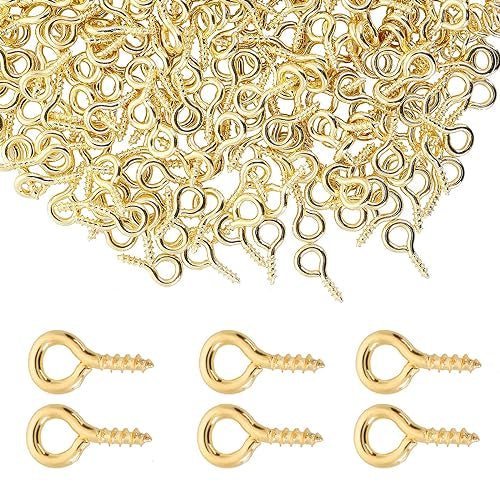 Gold Plated Screw Eye Hook, 20pcs