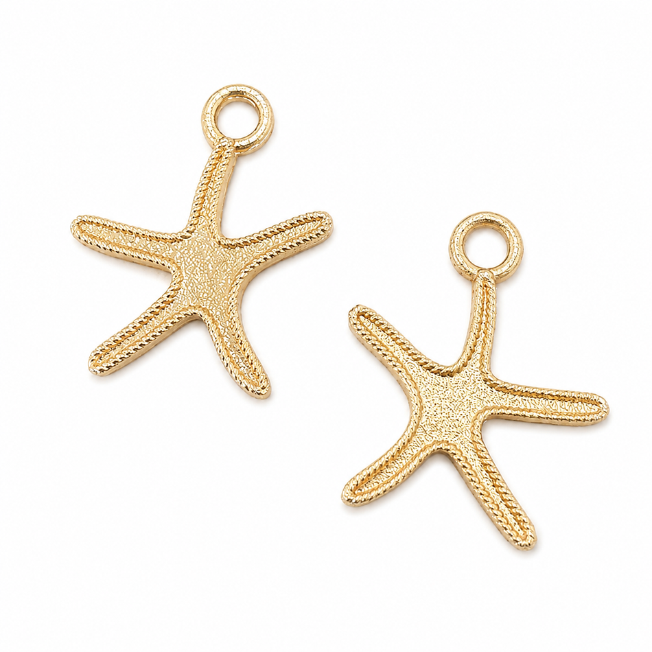 Gold-Filled Starfish Pendant 20mm, 8pcs