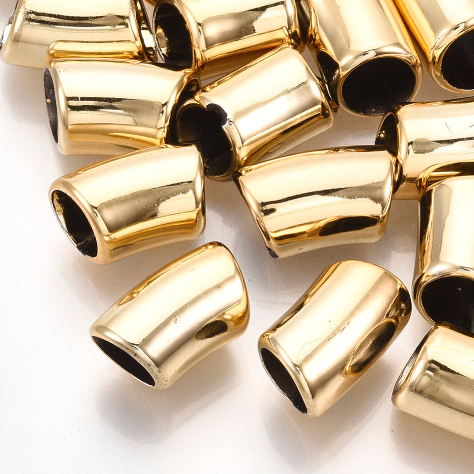 Large Hole Gold Tube Acrylic Bead 15mm, 20pcs