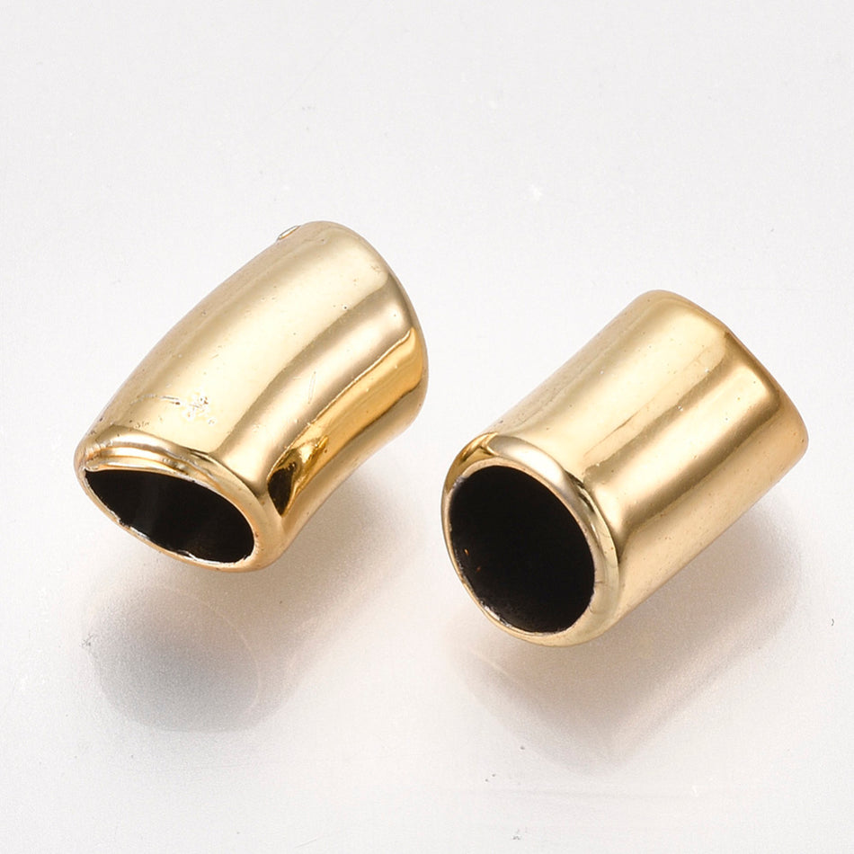 Large Hole Gold Tube Acrylic Bead 15mm, 20pcs