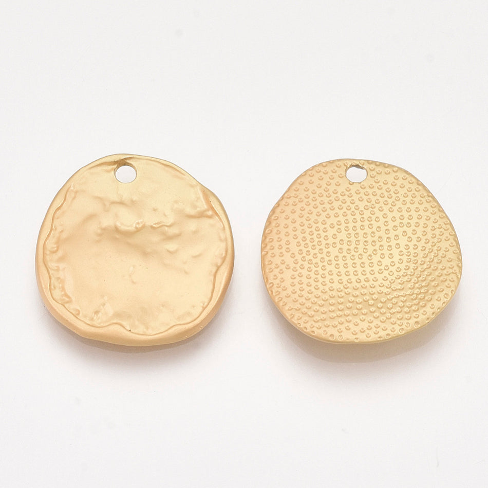 Gold-Filled Hammered Flat Round Coin, 20mm, 6pcs