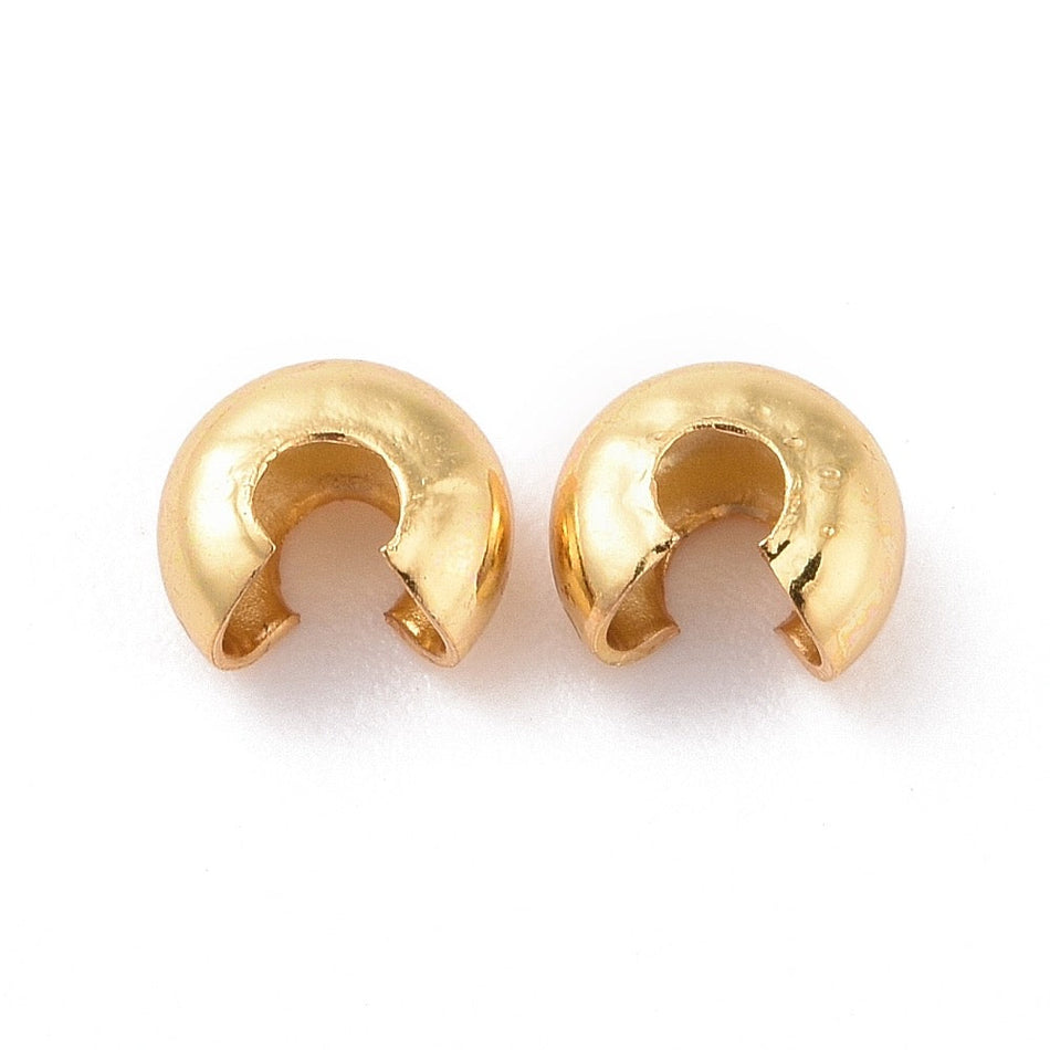 Gold Plated Crimp Covers, 5mm,100pcs