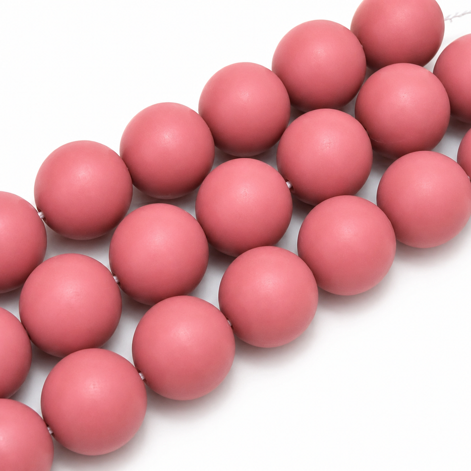 Round Resin Bead Solid Matte Color 22mm Strand
