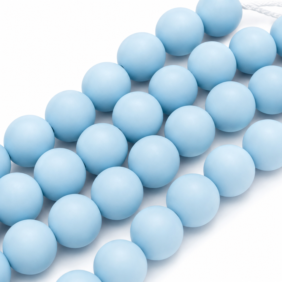 Round Resin Bead Solid Matte Color 22mm Strand