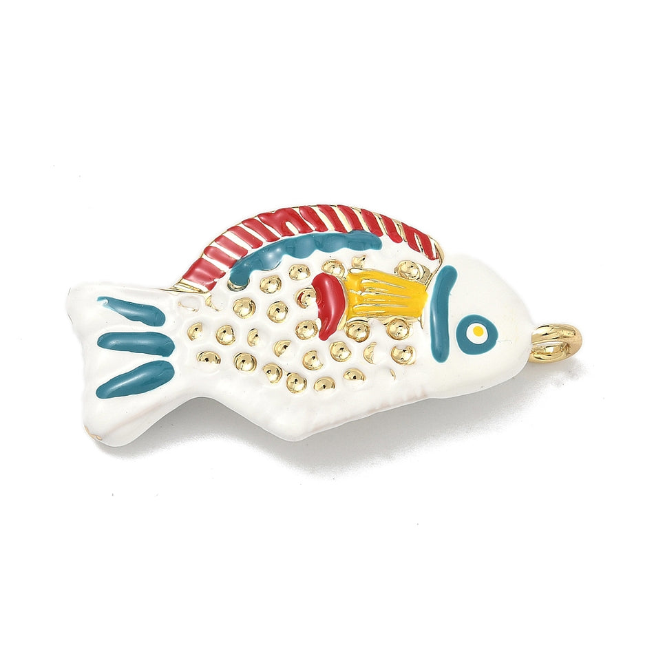 Enameled Fish Pendant, 46mm, 1pc