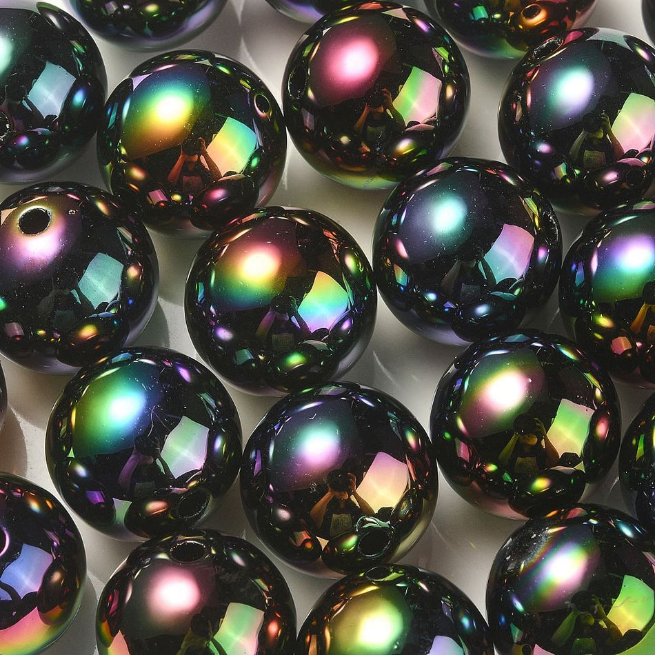 Iridescent Round Acrylic Beads 17mm, 10pcs