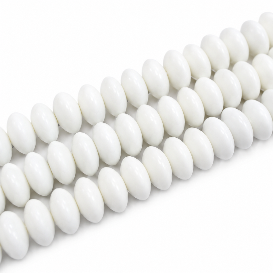 Rondelle Bicone Resin Bead Matte White 16mm Strand