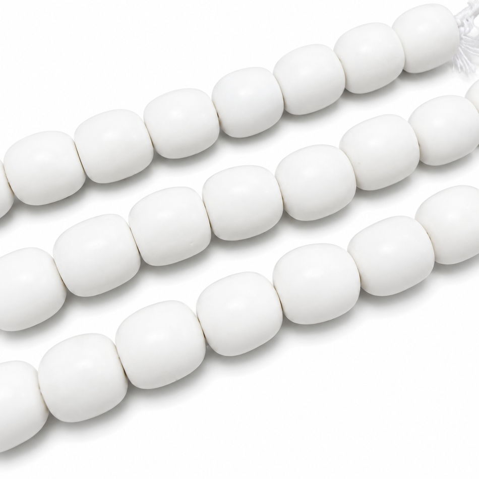 Resin Barrel Bead Matte White 26mm Strand