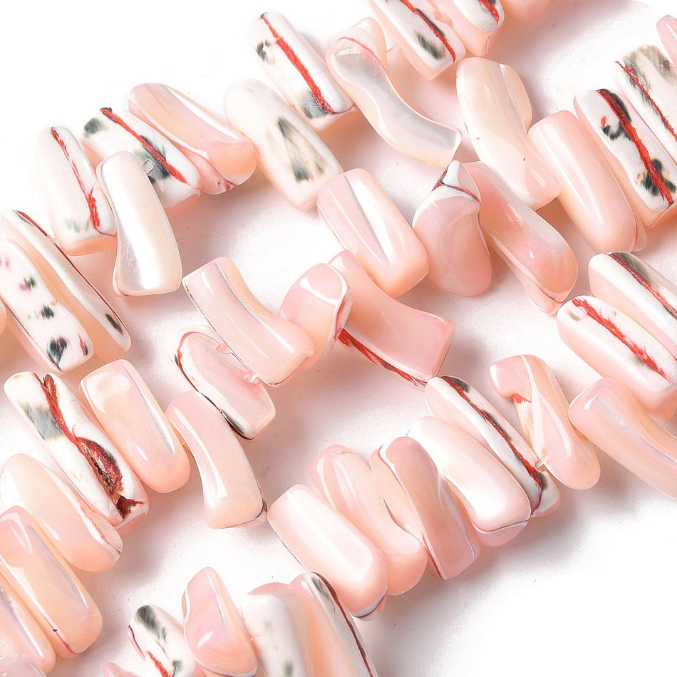 Natural Trochus Shell Pearl Nuggets Bead Strand, 9-21mm