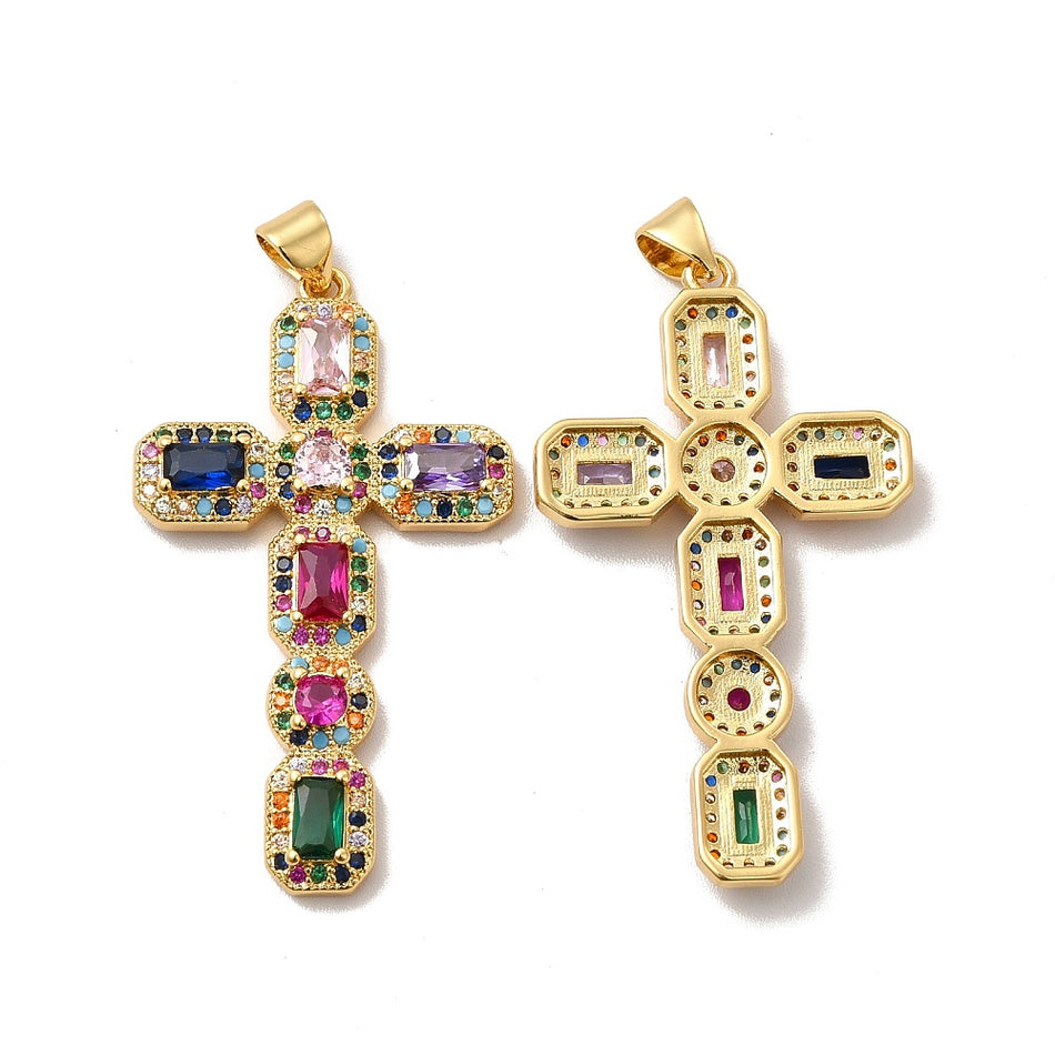 Gold Filled Zirconia Cross Pendant, 1pc