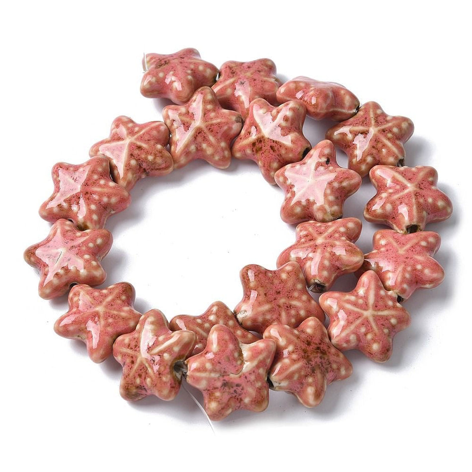 Ceramic Starfish Beads, 20mm 4Pcs
