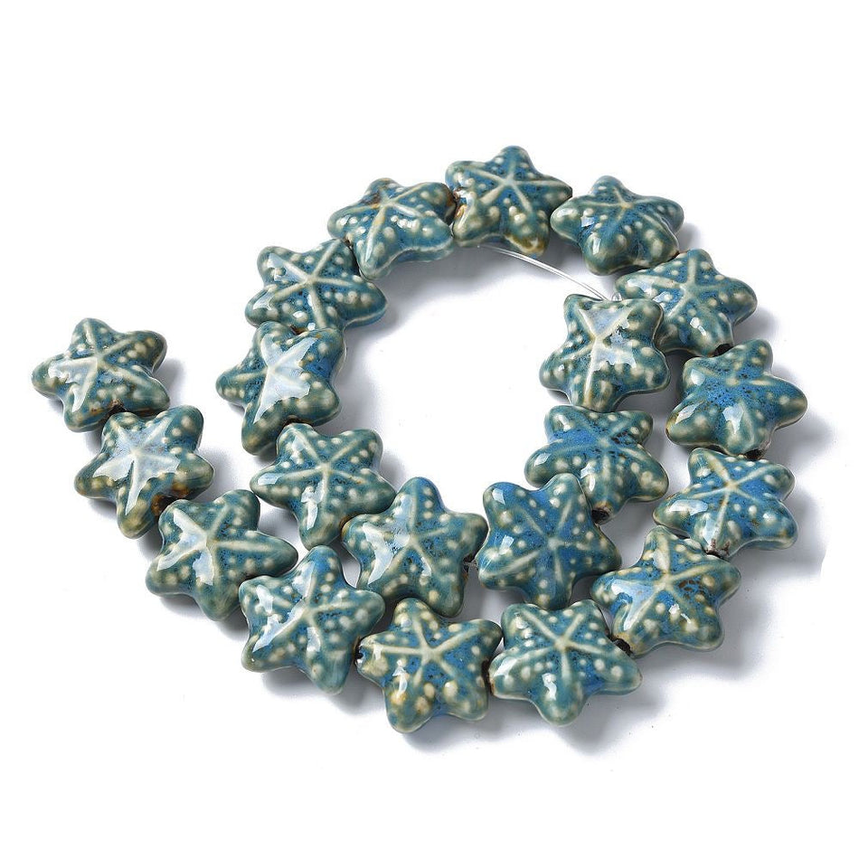 Ceramic Starfish Beads, 20mm 4Pcs