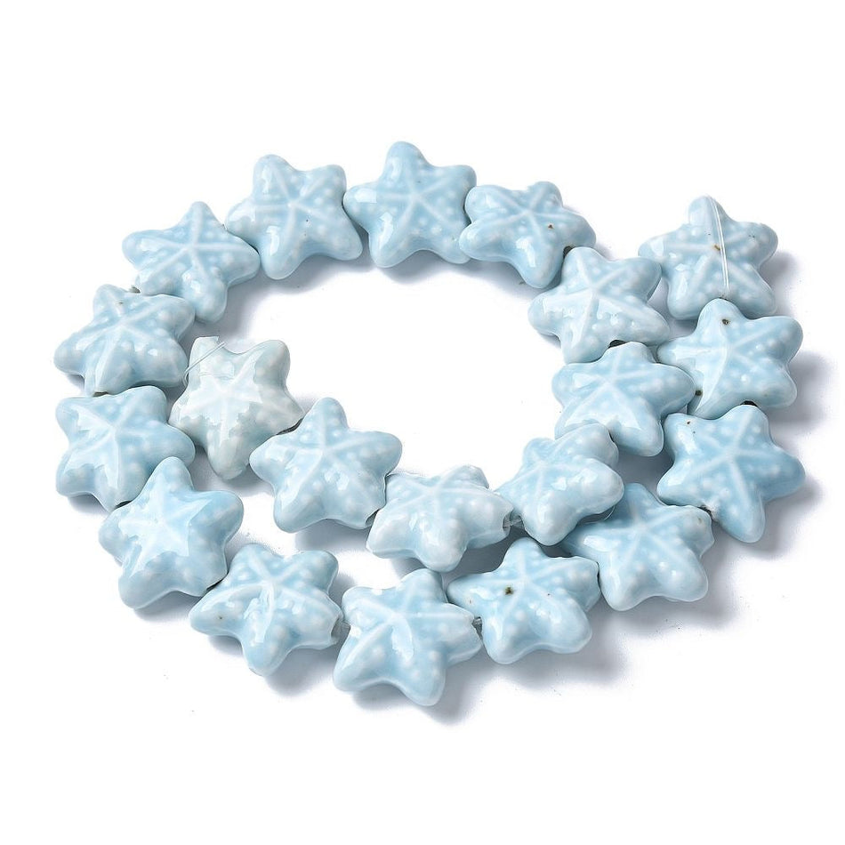 Ceramic Starfish Beads, 20mm 4Pcs