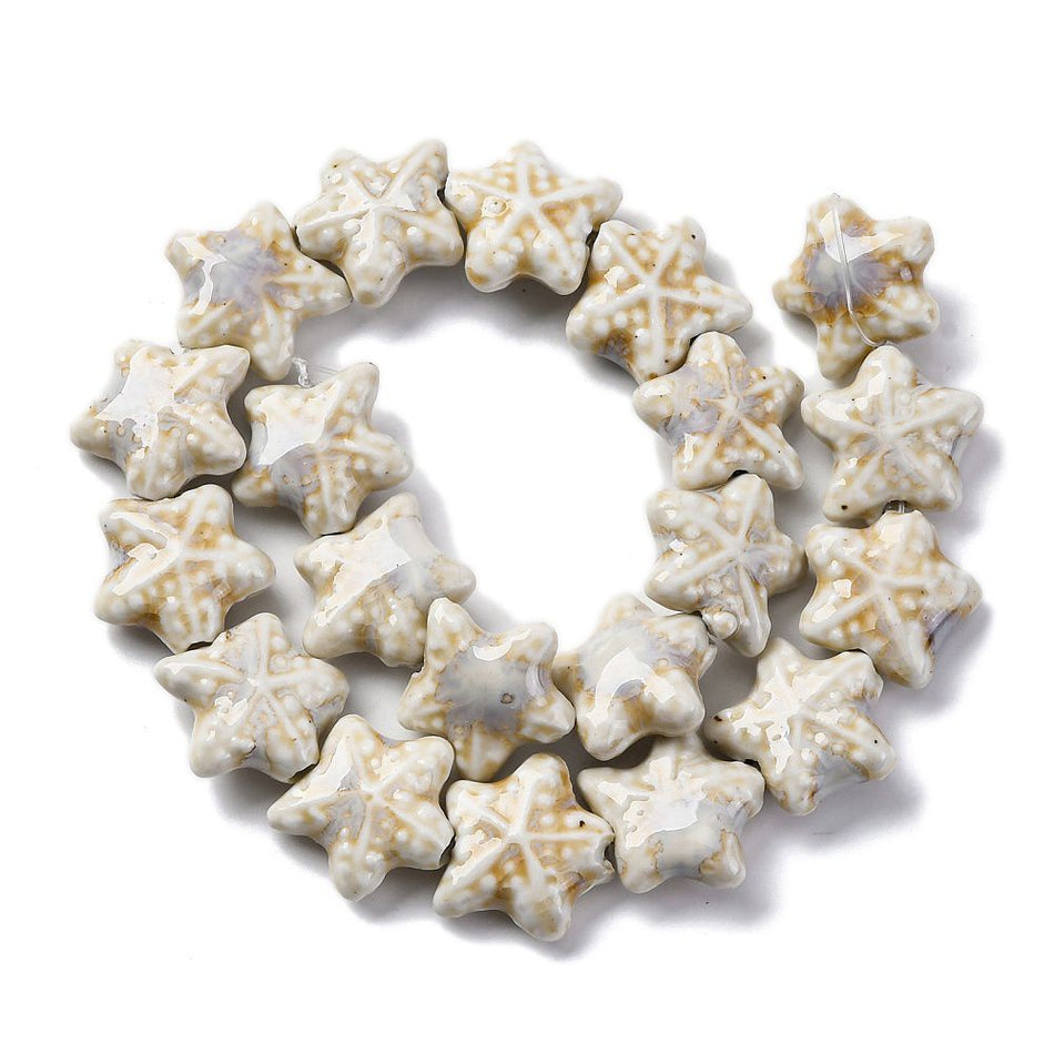 Ceramic Starfish Beads, 20mm 4Pcs