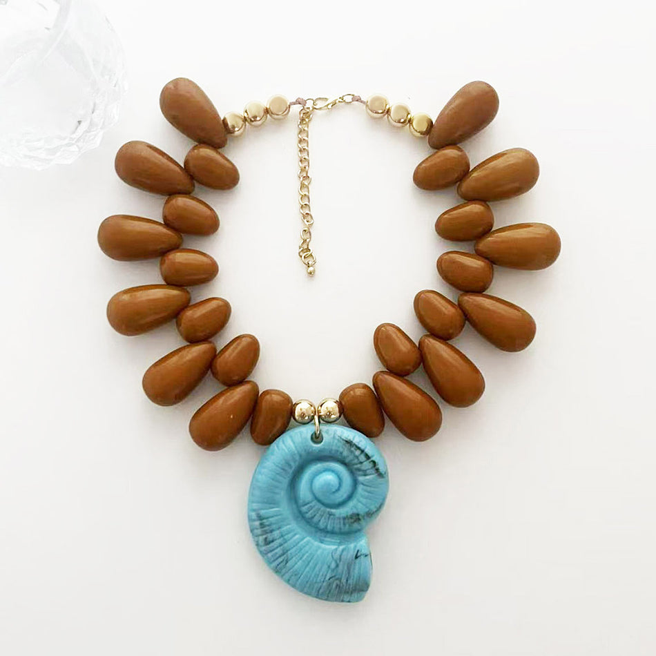 Resin Necklace with Shell Pendant