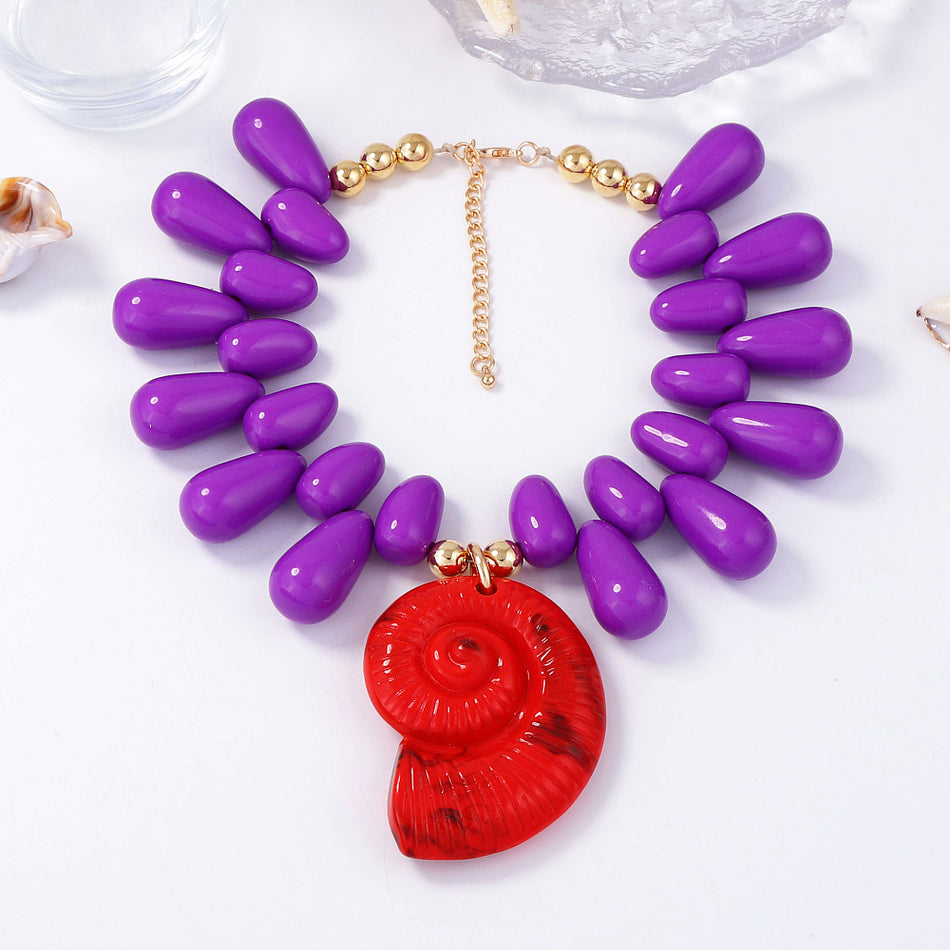 Resin Necklace with Shell Pendant