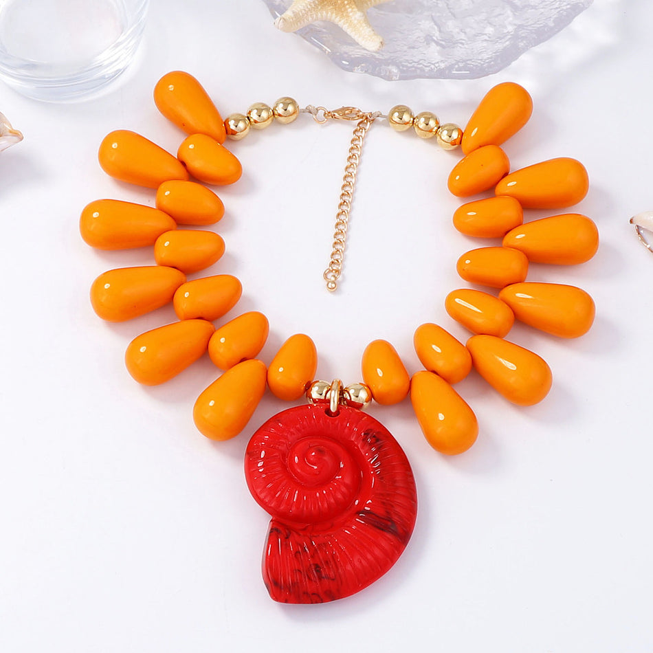 Resin Necklace with Shell Pendant
