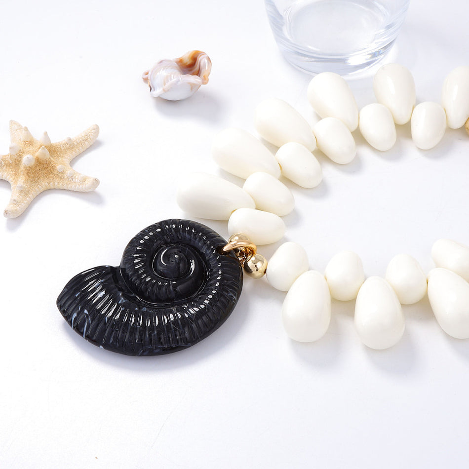Resin Necklace with Shell Pendant