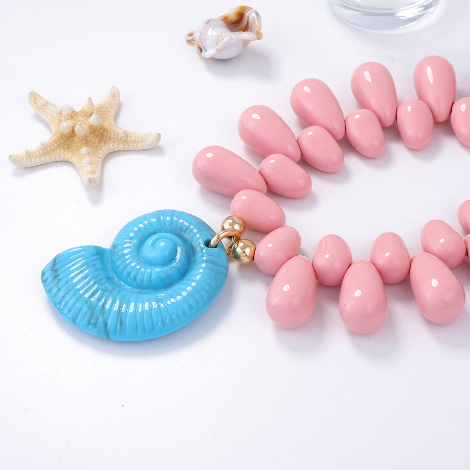 Resin Necklace with Shell Pendant