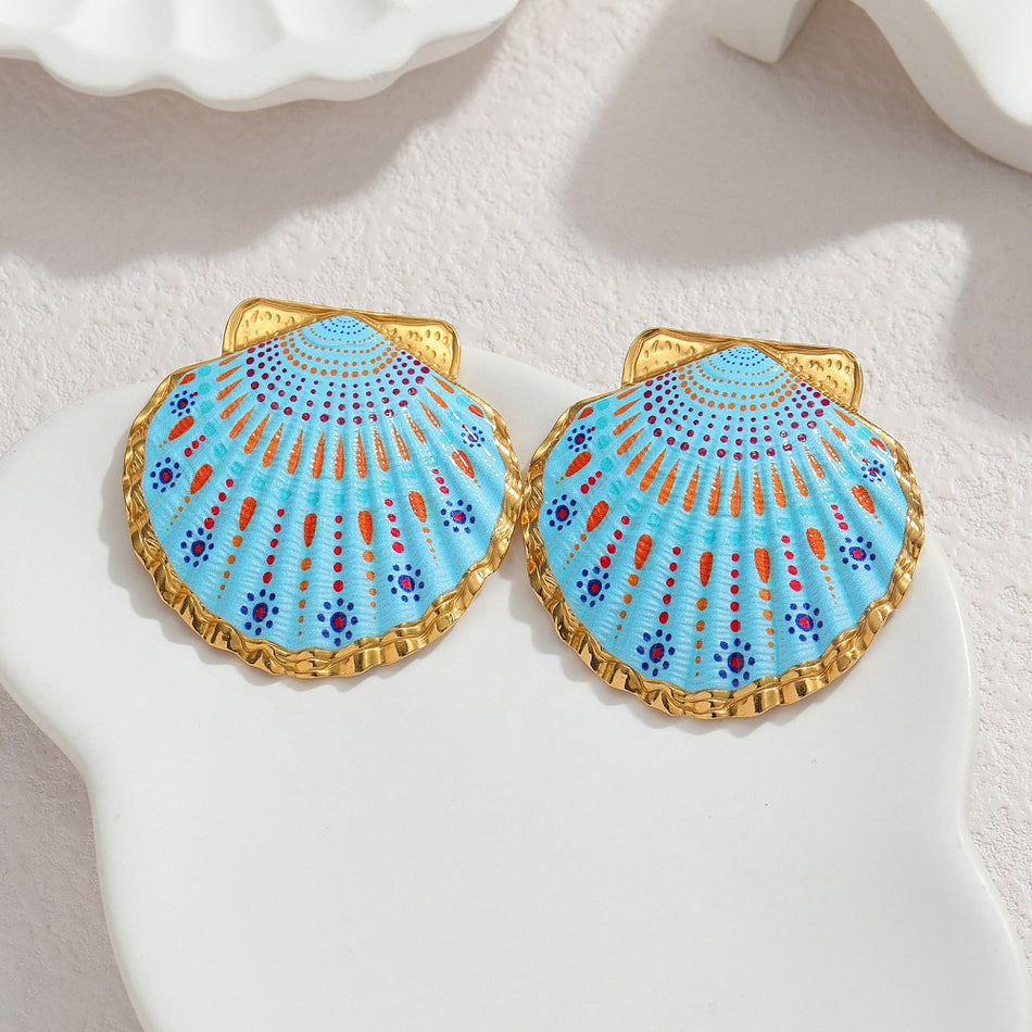 Gold-Filled Shell Earrings, 44mm 1Pair