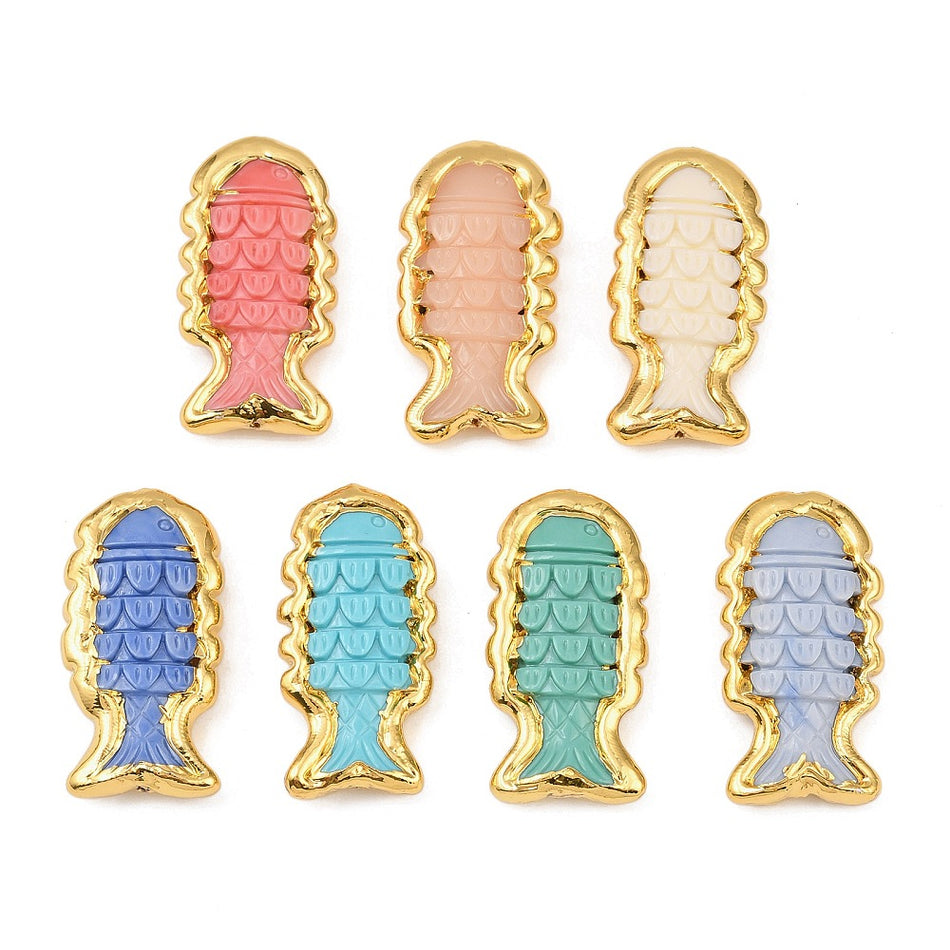 Random Fish Resin Beads, with Brass Findings 43mm 1pc
