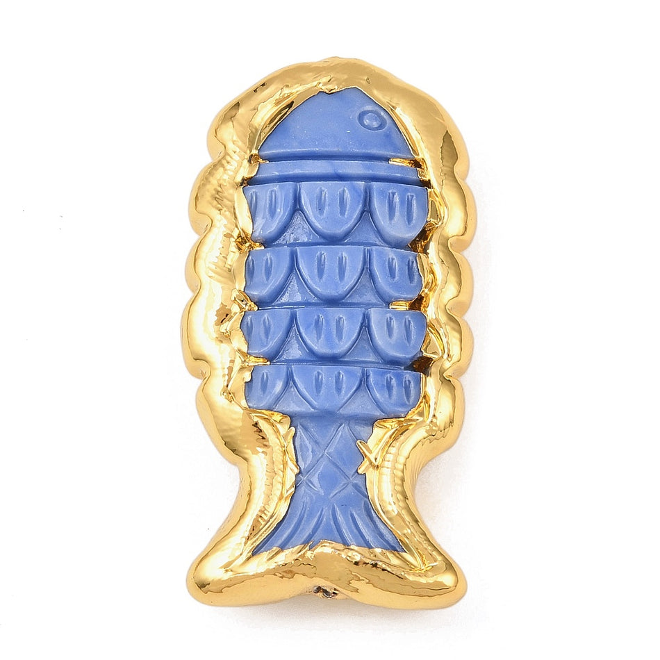 Random Fish Resin Beads, with Brass Findings 43mm 1pc