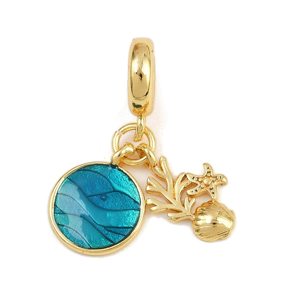 Shell Shape Disc Large Hole Pendants, 26mm 1pc