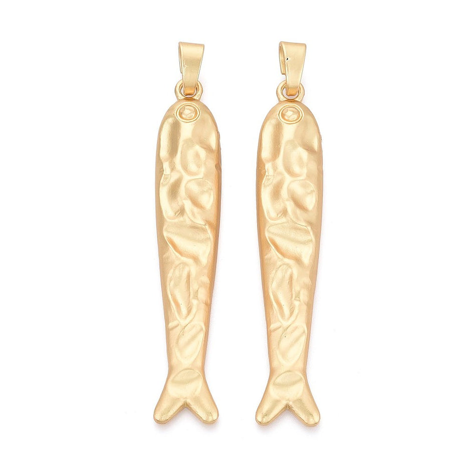 Matte Gold Filled Sardine Pendant 103mm, 1Pc