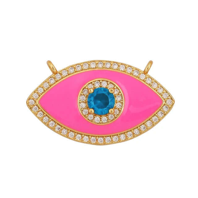 Pink Turkish Evil Eye Pendant, 1pc