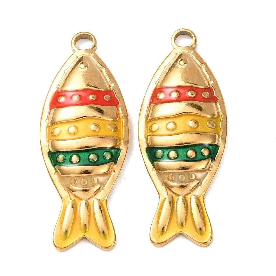 Stainless Steel Pendants, Fish 29mm 2pcs