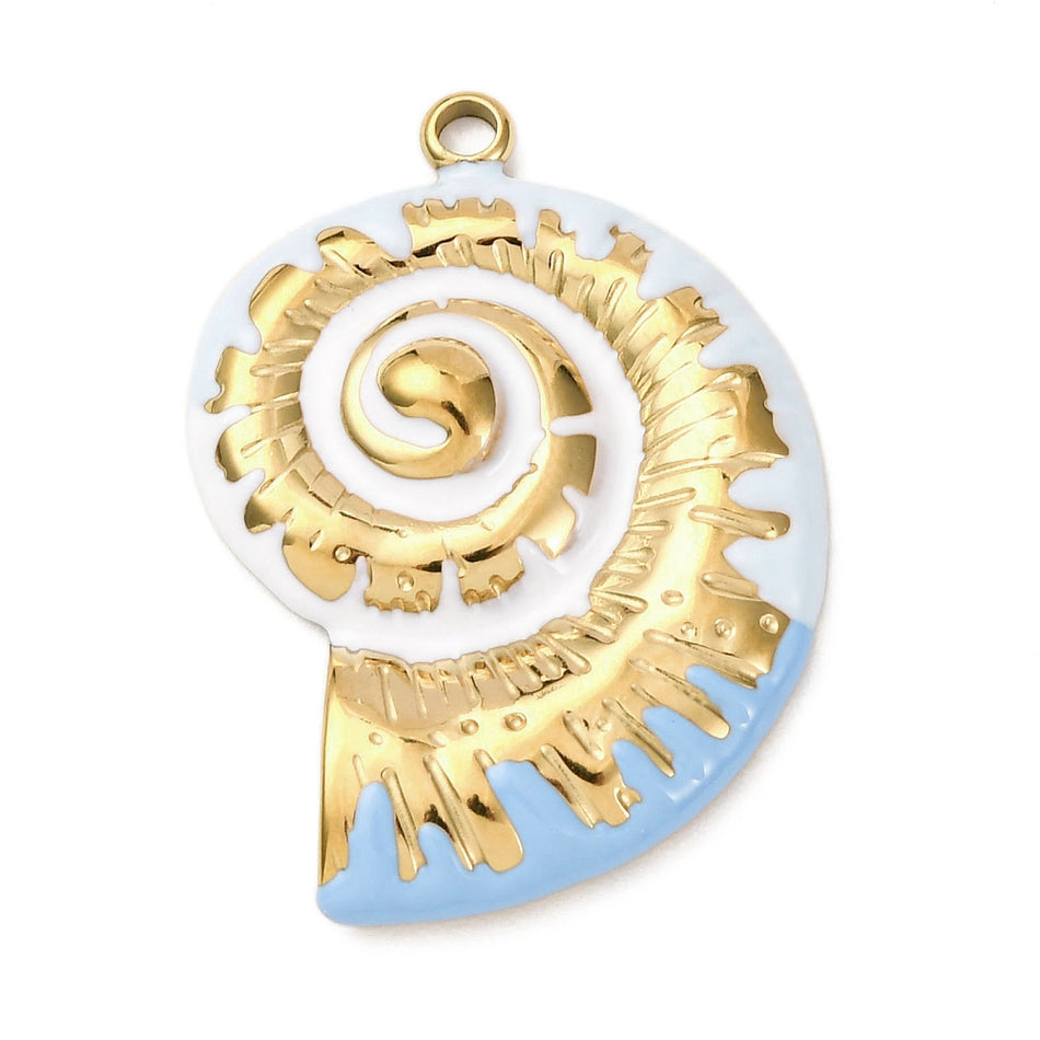 Stainless Steel Shell Pendant, 31mm 1pc
