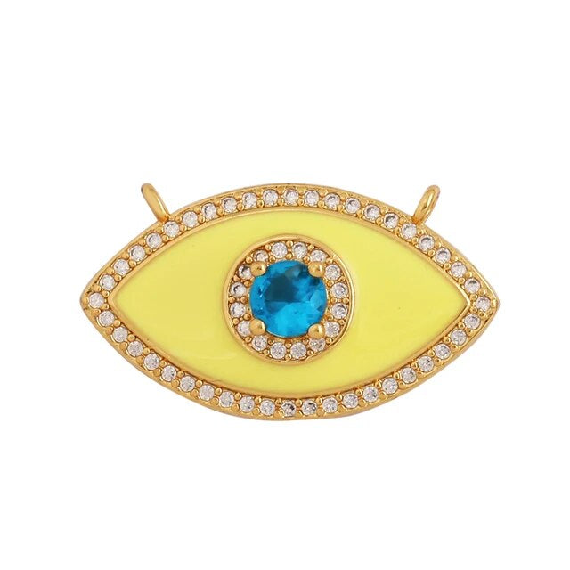 Turkish Yellow Evil Eye Pendant, 1pc