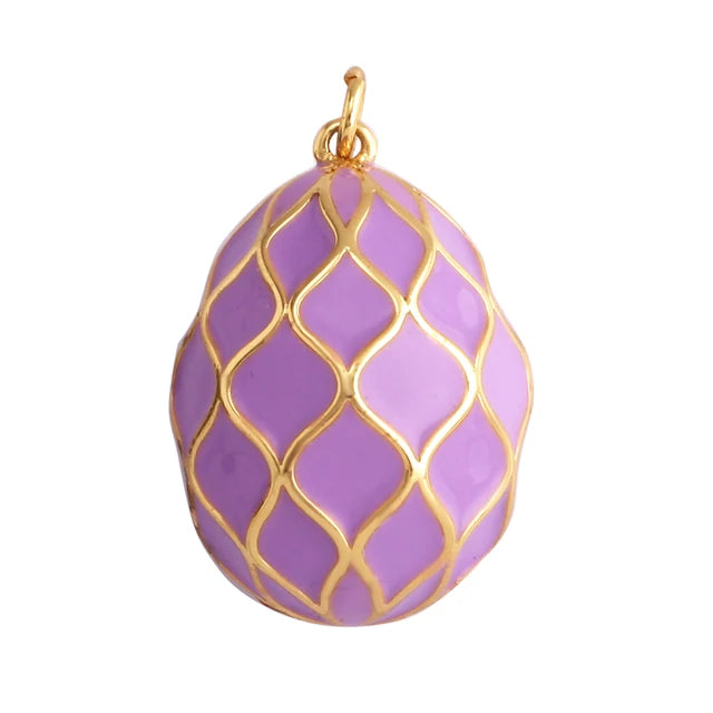 Colgante con forma de huevo morado chapado en oro