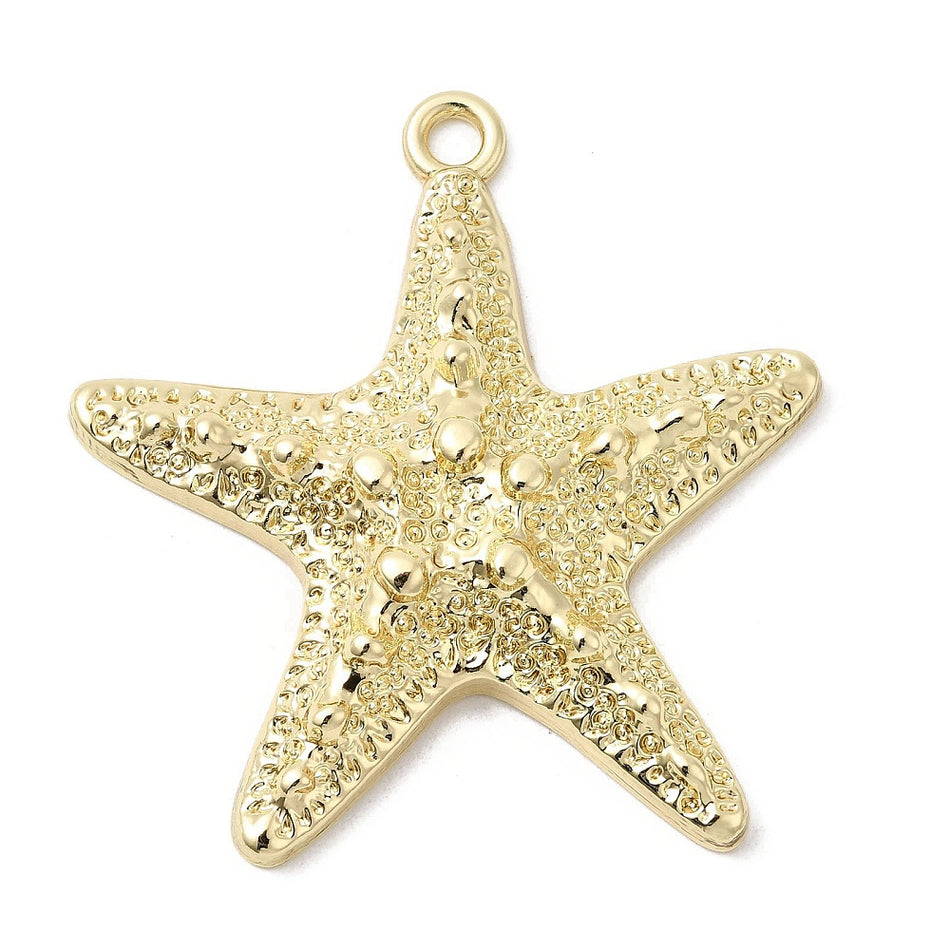 Golden Starfish Pendant, 60mm 2pcs