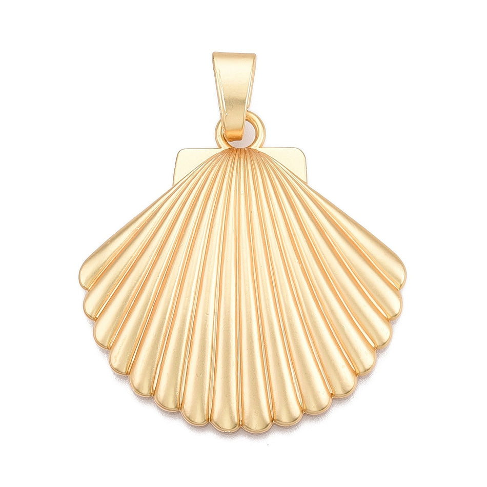 Gold-Filled Matte Shell Pendant, 57mm 1 pc