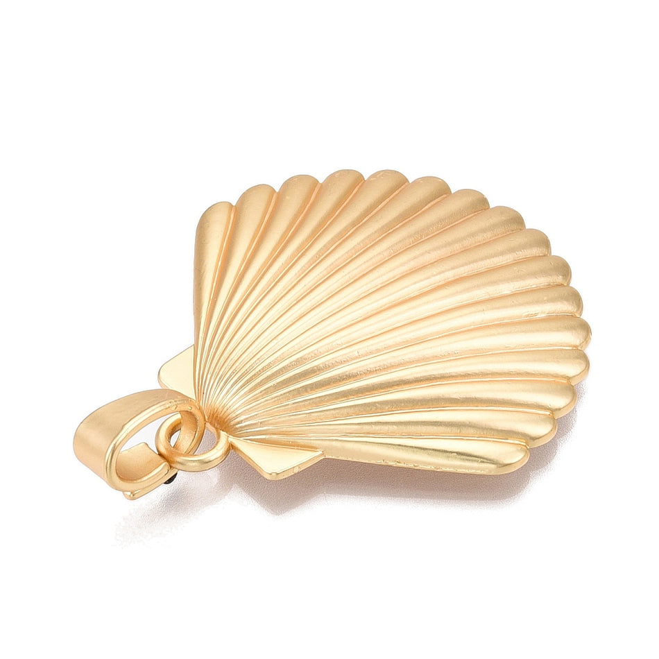 Gold-Filled Matte Shell Pendant, 57mm 1 pc