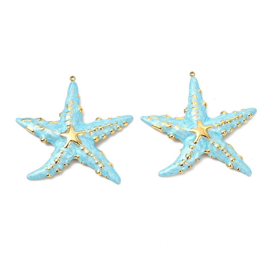 Stainless Steel Starfish Pendant 55mm, 1pc