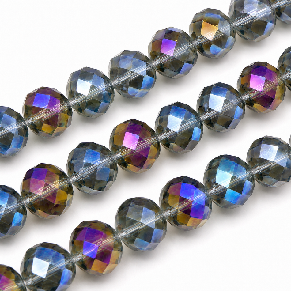 Tornasol Faceted Crystal Bead Strand, 14mm