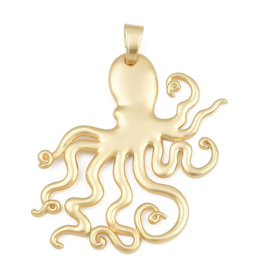 Gold-Filled Matte Octopus Pendant, 78mm 1pc