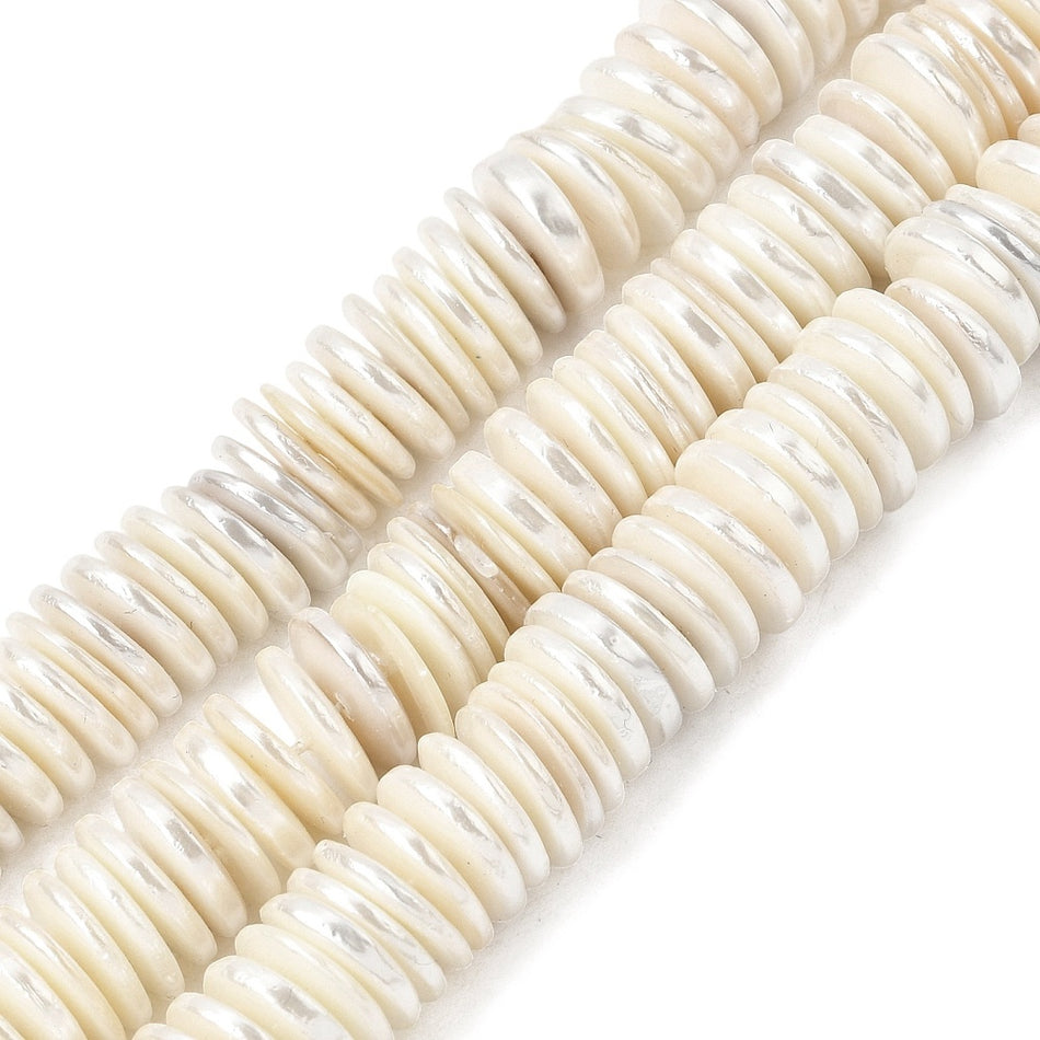 Shell Pearl Disc Beads Strand, 11mm