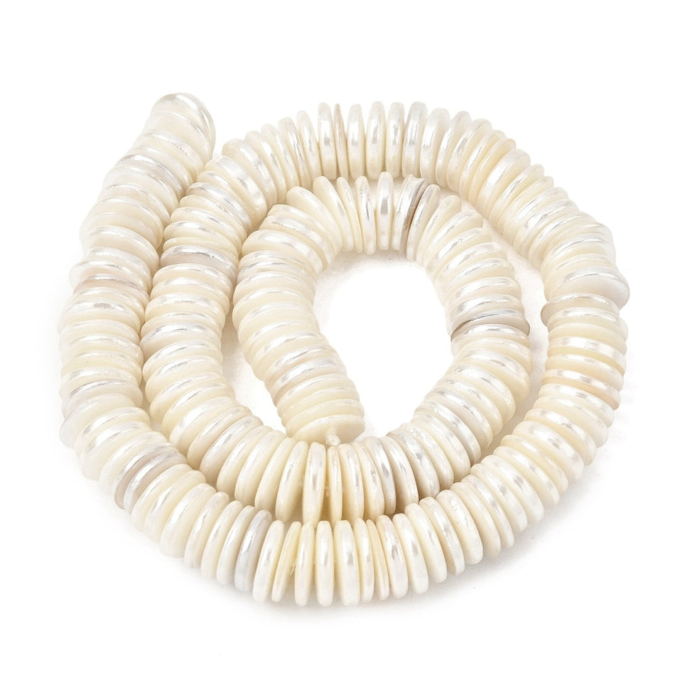 Shell Pearl Disc Beads Strand, 11mm