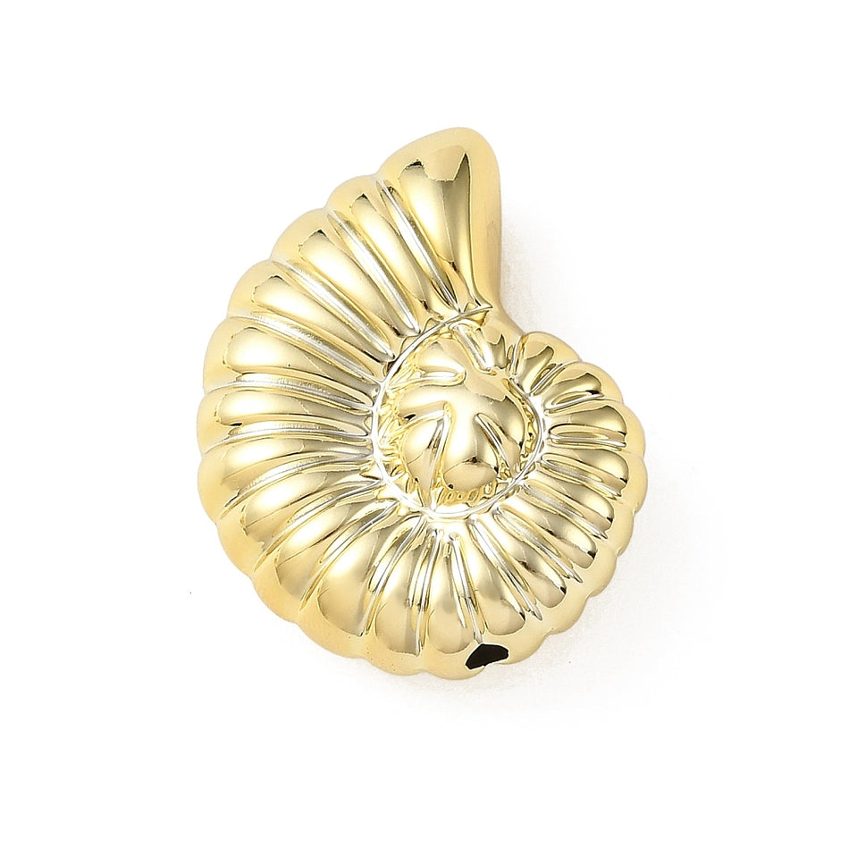 Acrylic Shell Golden Beads, 21mm 10pcs