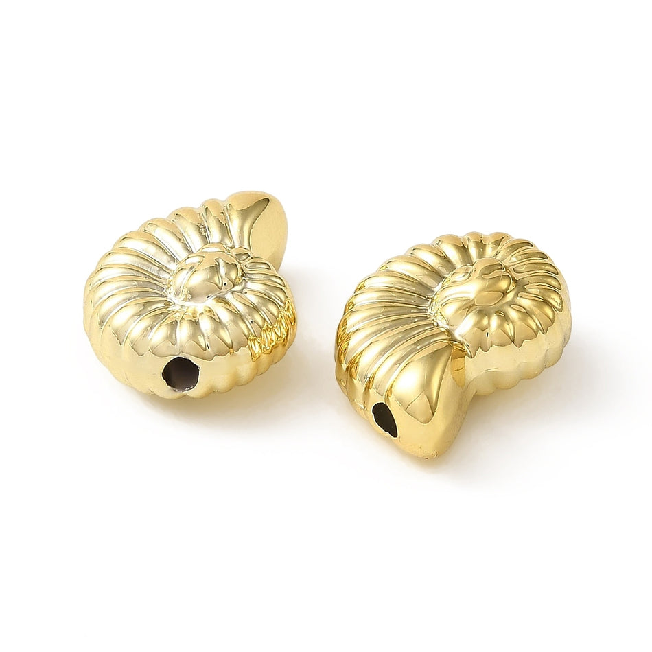 Acrylic Shell Golden Beads, 21mm 10pcs