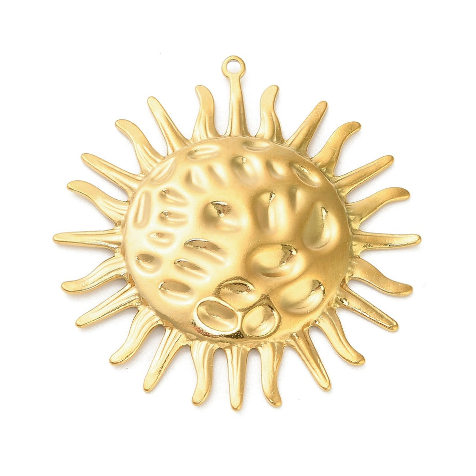 Stainless Steel Sun Pendant, 56mm 1pc