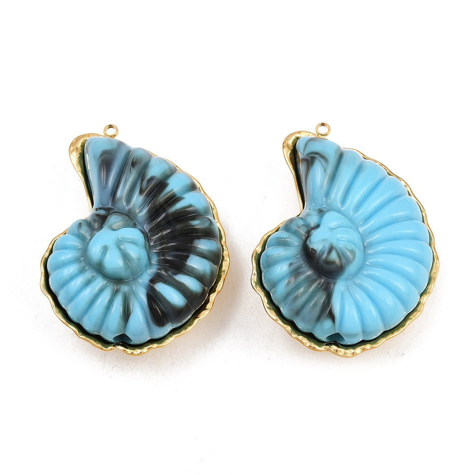 Stainless Steel Conch Pendant, 47mm 1pc