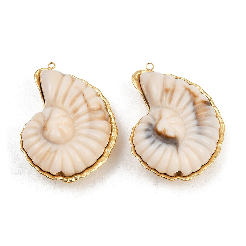 Stainless Steel Conch Pendant, 47mm 1pc