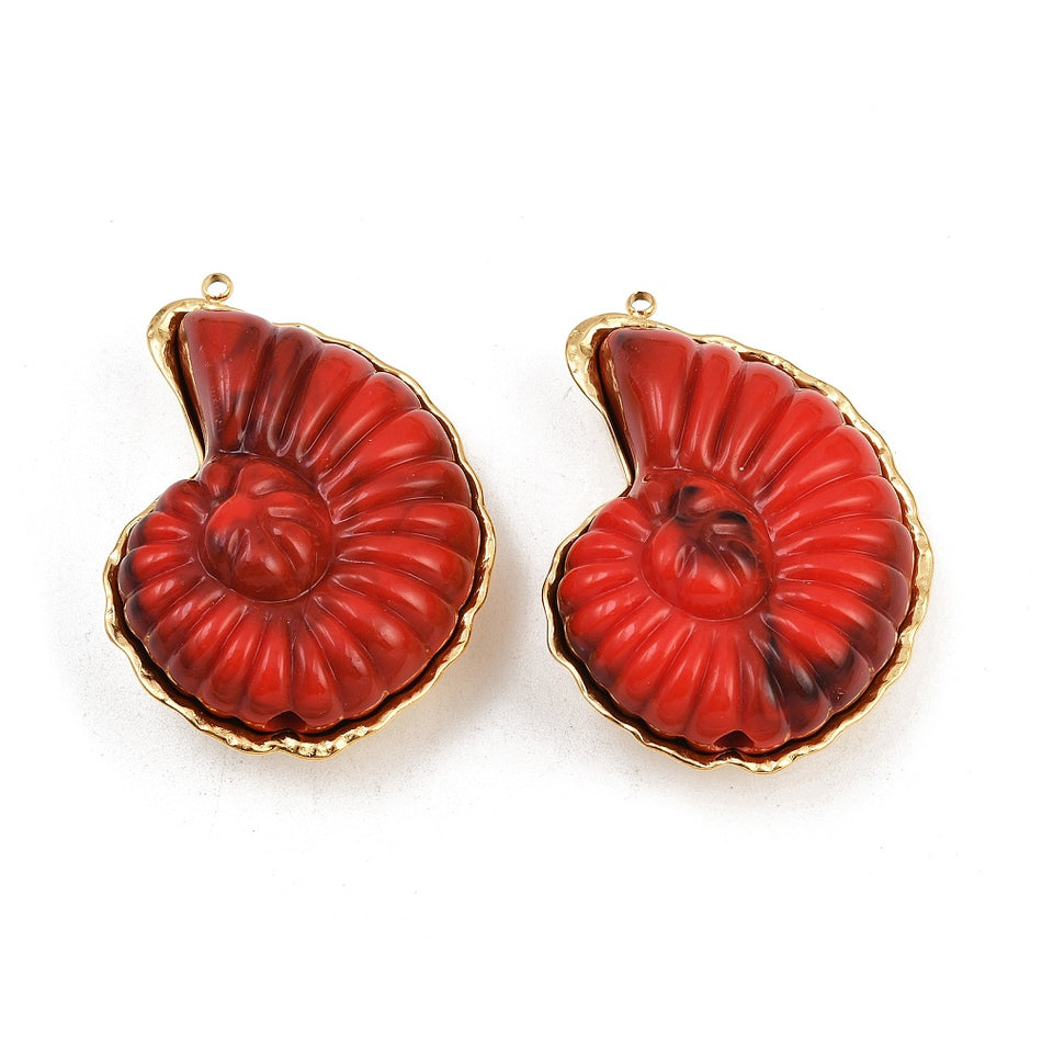 Stainless Steel Conch Pendant, 47mm 1pc