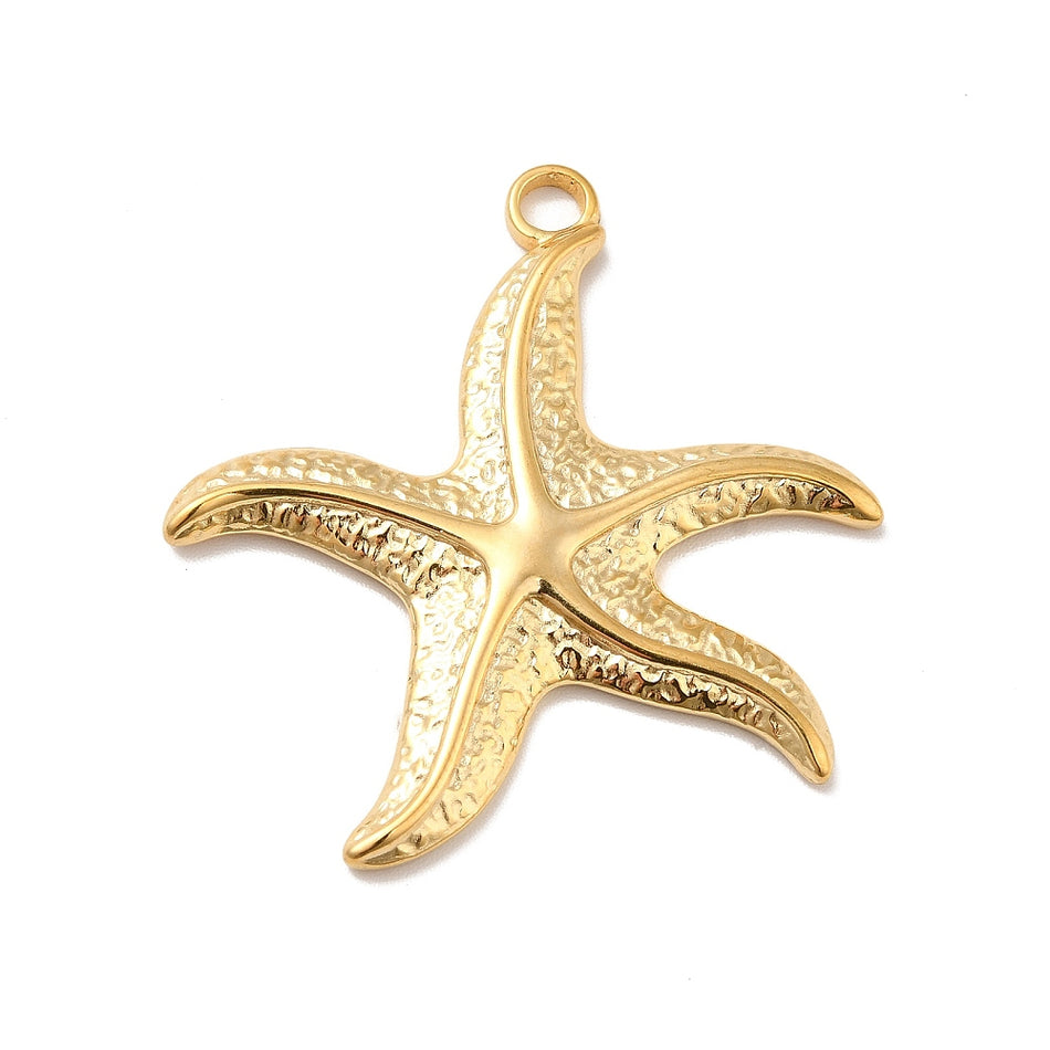 Stainless Steel Starfish Pendant 37mm, 1pc